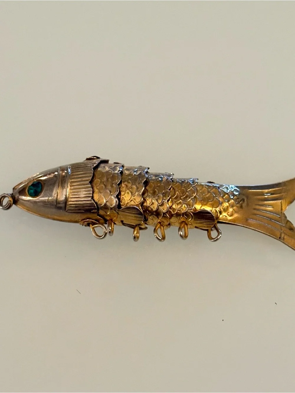 Vintage Gold Plated Articulated Fish Charm Pendants